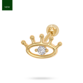9ct Yellow Gold Cubic Zirconia Evil Eye Barbell Earring