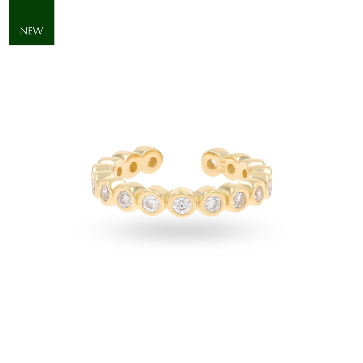 9ct Yellow Gold Cubic Zirconia Bezel Set Ear Cuff