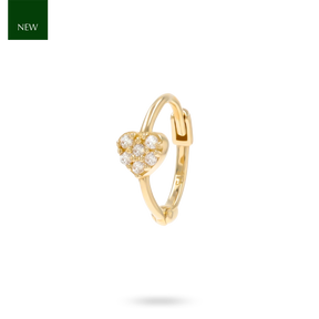 9ct Yellow Gold Cubic Zirconia Heart Cartilage Hoop Earring