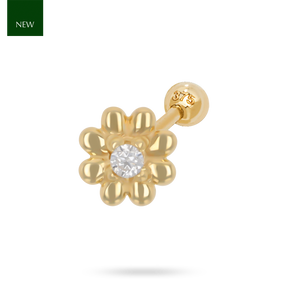 9ct Yellow Gold Cubic Zirconia Daisy Barbell Earring