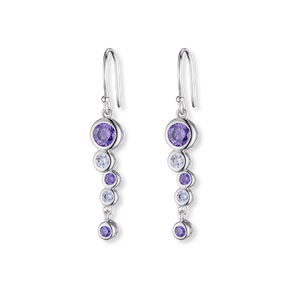 Sterling Silver Purple Cubic Zirconia Bubble Drop Earrings