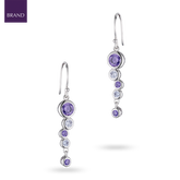 Sterling Silver Purple Cubic Zirconia Bubble Drop Earrings