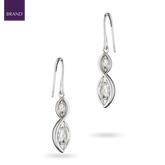 Sterling Silver Crystal Navette Twist Drop Earrings