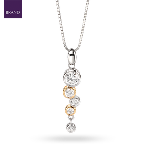 Sterling Silver & Gold Plated Cubic Zirconia Bubble Drop Pendant & Chain