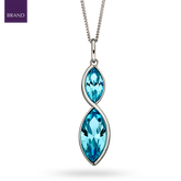 Sterling Silver Aqua Crystal Navette Twist Drop Pendant & Chain