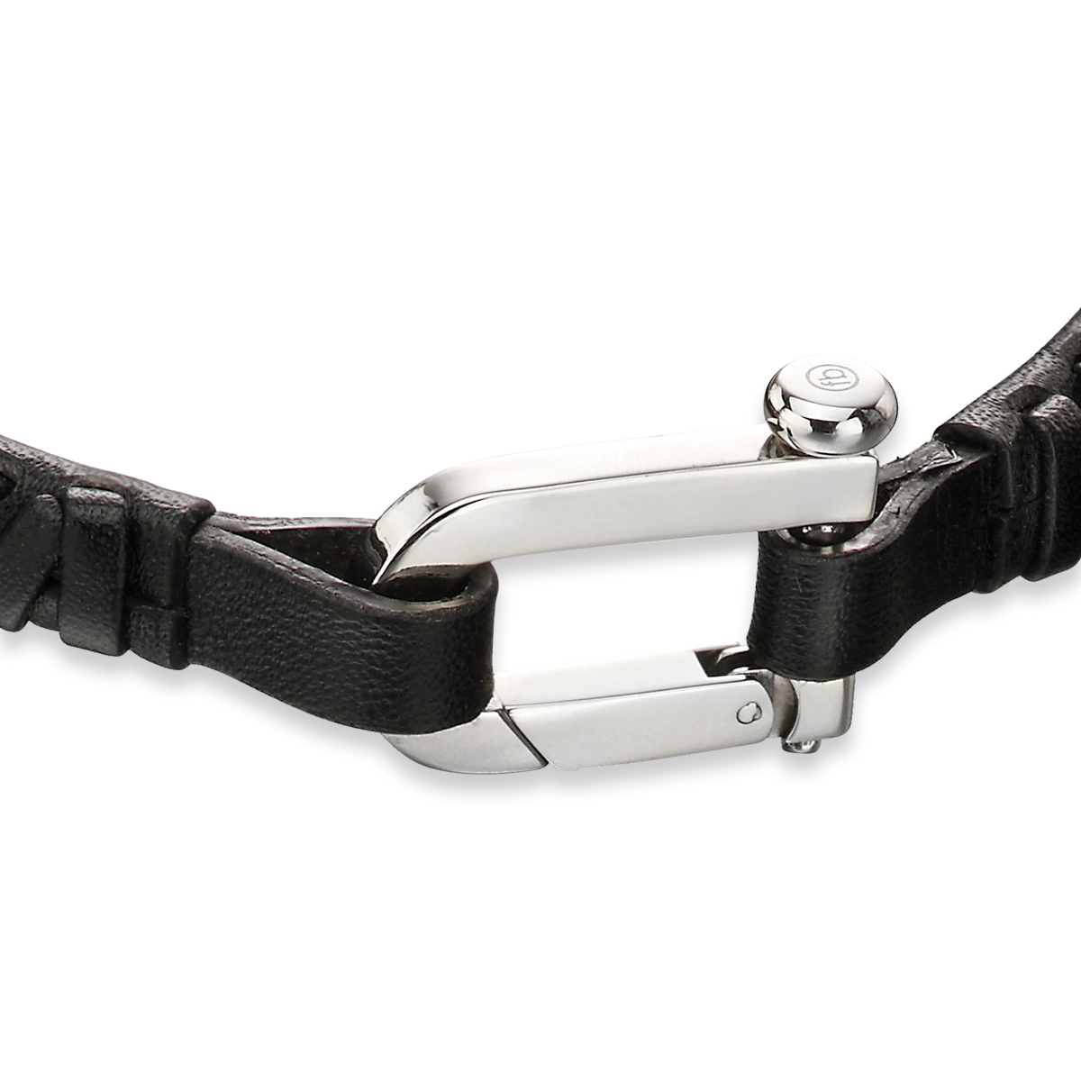 Black Plaited Leather Bracelet With Stainless Steel Clasp