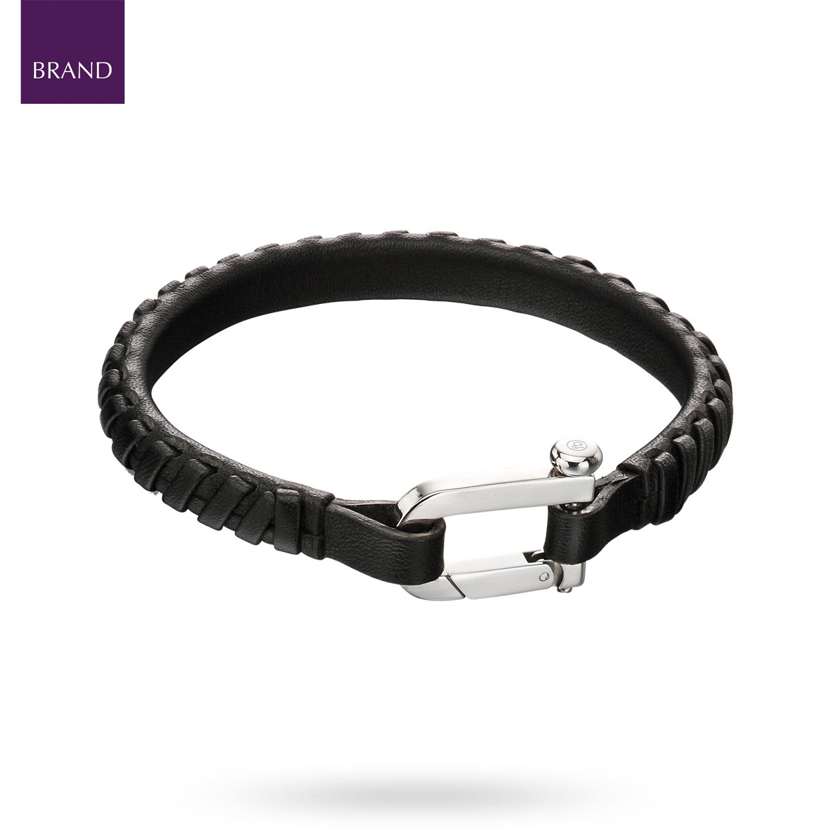 Black Plaited Leather Bracelet With Stainless Steel Clasp
