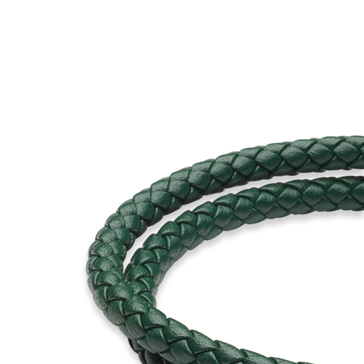 Forest Green Recycled Leather Double Row Bracelet With Stainless Steel Clasp