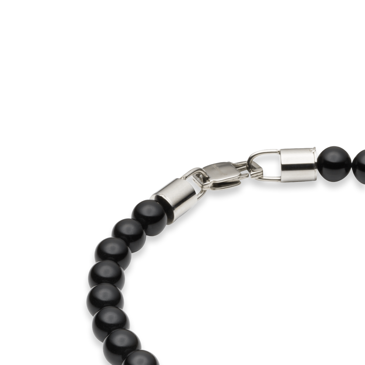 Stainless Steel Black Onyx Beaded Bracelet