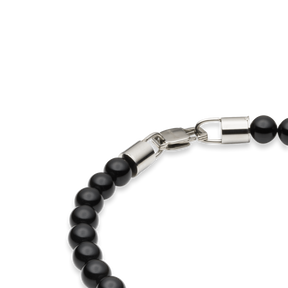 Stainless Steel Black Onyx Beaded Bracelet