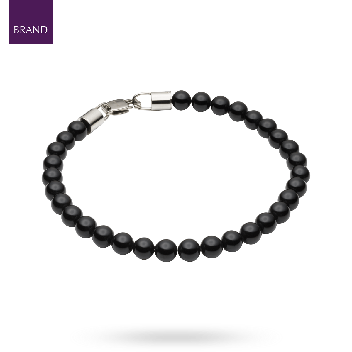 Stainless Steel Black Onyx Beaded Bracelet