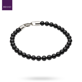 Stainless Steel Black Onyx Beaded Bracelet