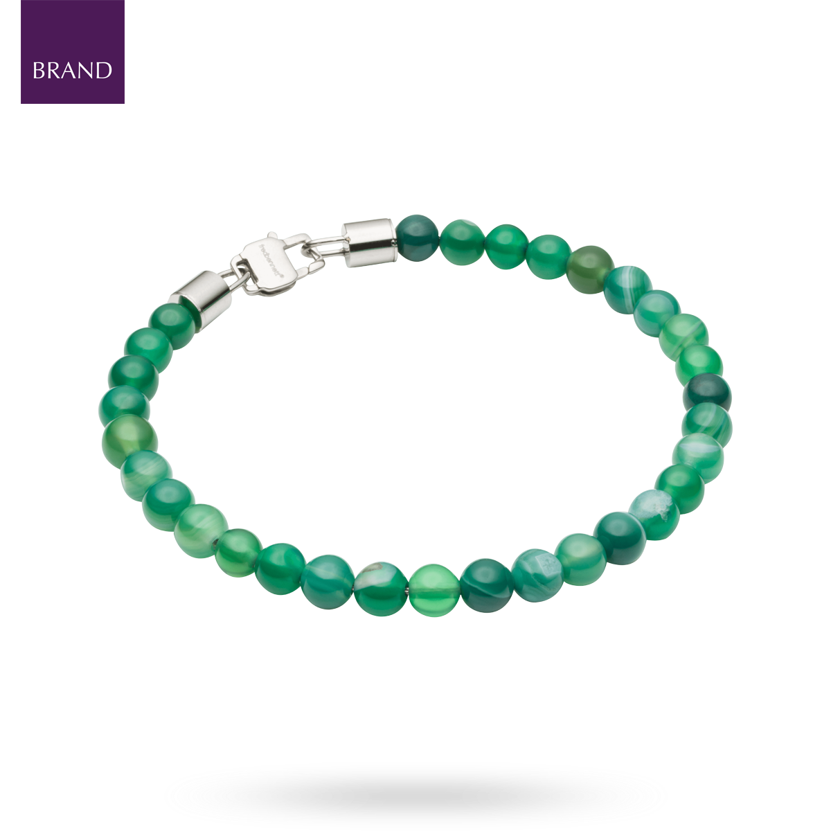 Stainless Steel Green Agate Beaded Bracelet