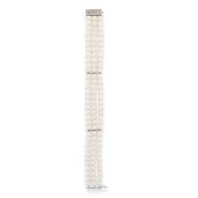 9ct White Gold Cultured Freshwater Pearl Triple Strand Bracelet