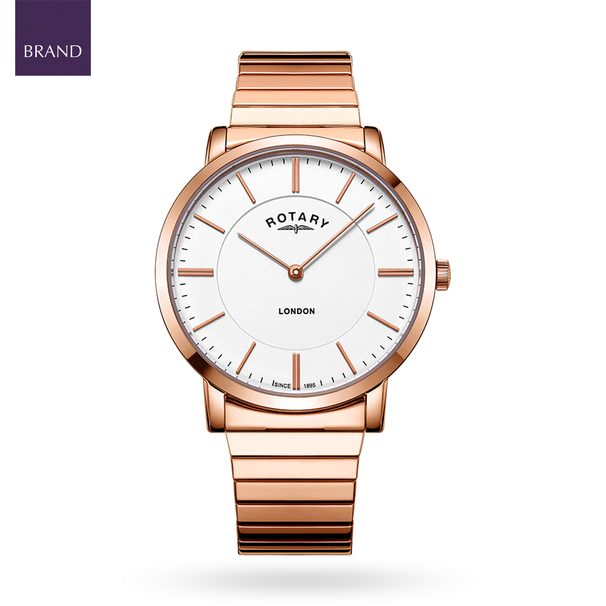 Rotary Expander Watch, White Dial with Rose Gold Plated Bracelet - GB02767/02