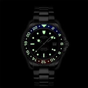 Rotary Seamatic 300 GMT Automatic, Black Dial with Stainless Steel Bracelet - GB04378/95