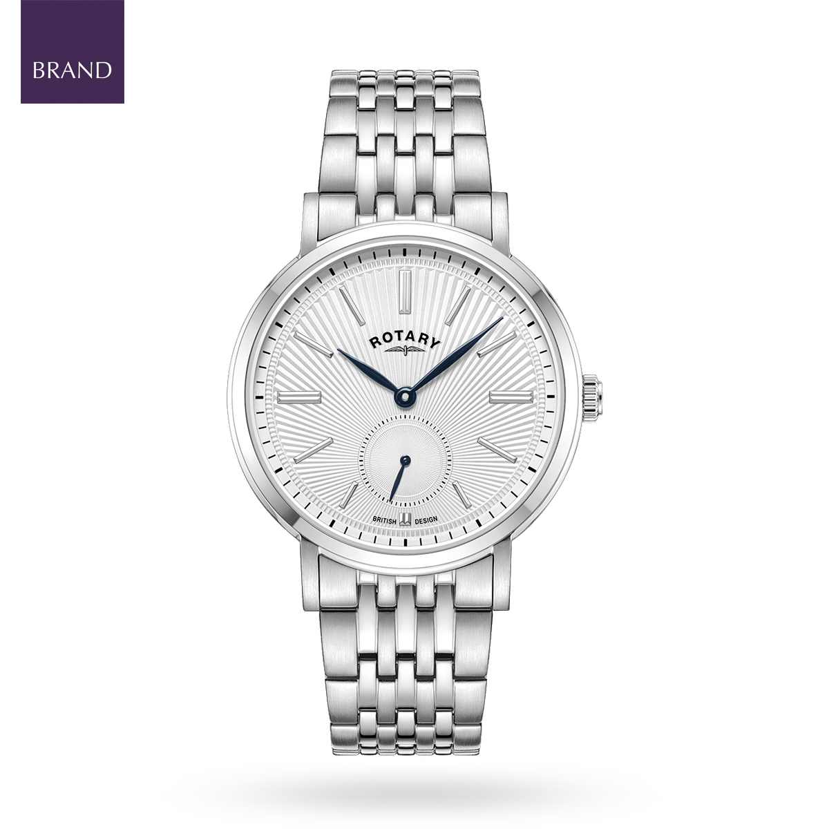 Rotary Dress Small Seconds Watch, White Dial with Stainless Steel Bracelet - GB05320/29