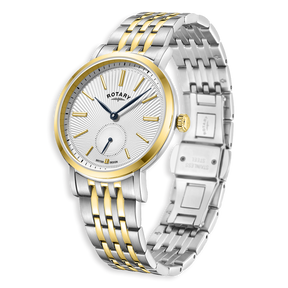 Rotary Dress Small Seconds Watch, White Dial with Two Tone Stainless Steel Bracelet - GB05321/29