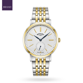 Rotary Dress Small Seconds Watch, White Dial with Two Tone Stainless Steel Bracelet - GB05321/29