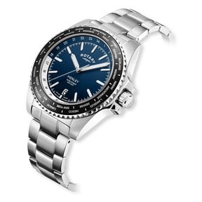 Rotary Henley WorldTimer Watch, Blue Dial with Stainless Steel Bracelet - GB05370/88