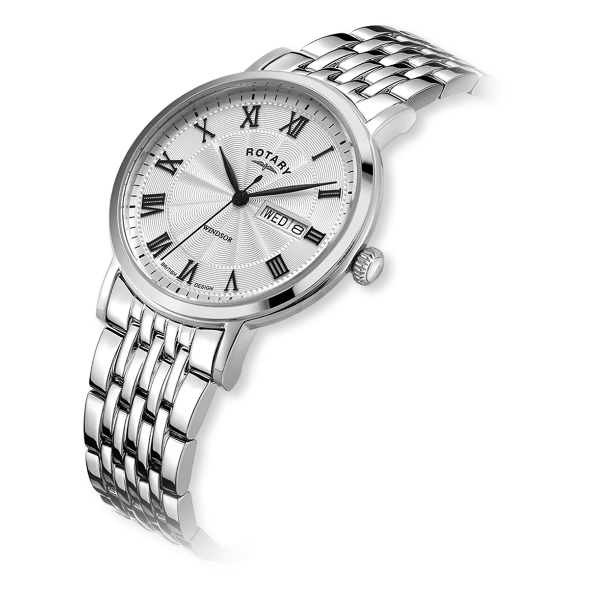 Rotary Windsor Watch, White Dial with Stainless Steel Bracelet - GB05420/01