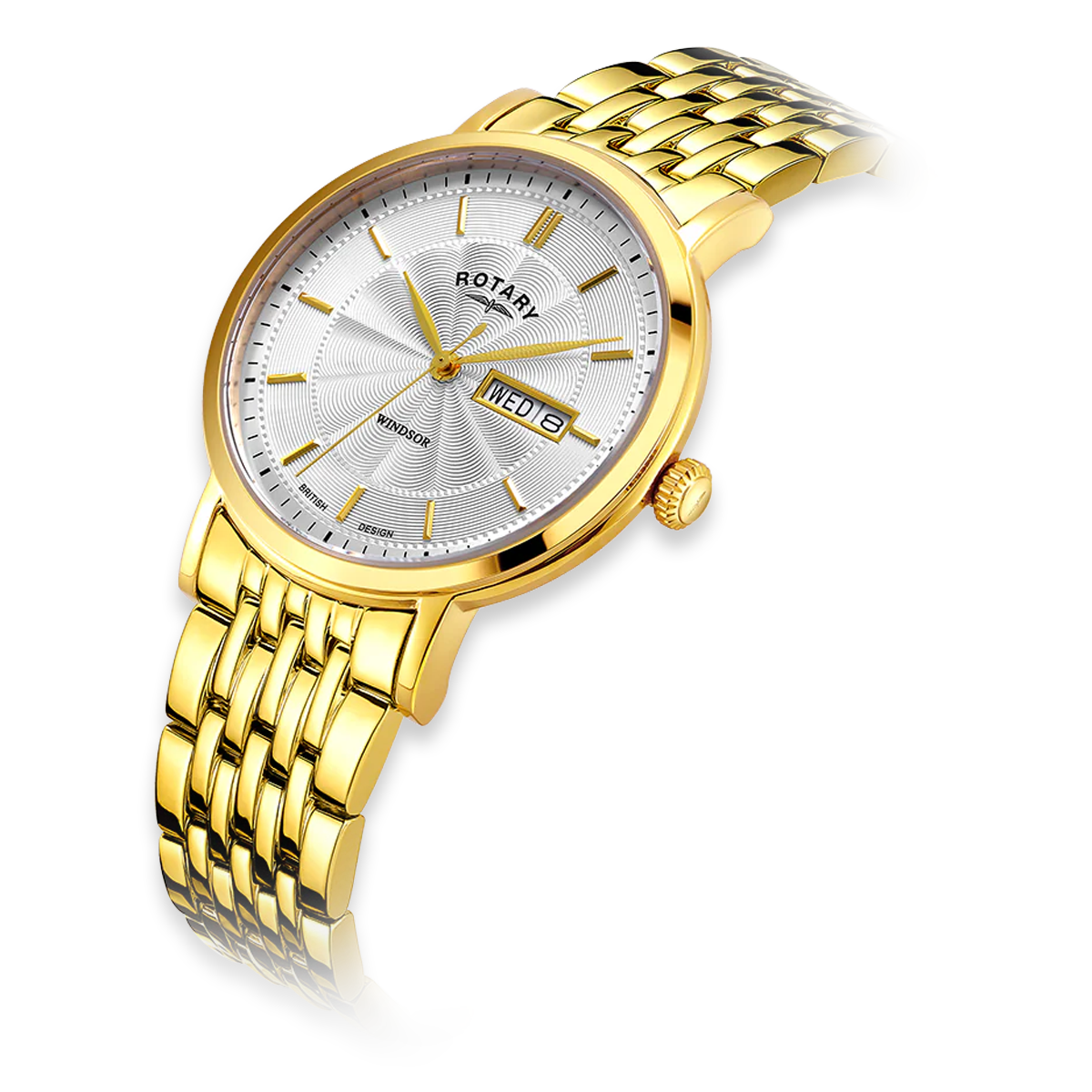Rotary Heritage Watch, White Dial with Gold Plated Bracelet - GB05423/02