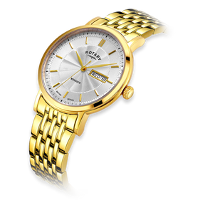 Rotary Heritage Watch, White Dial with Gold Plated Bracelet - GB05423/02