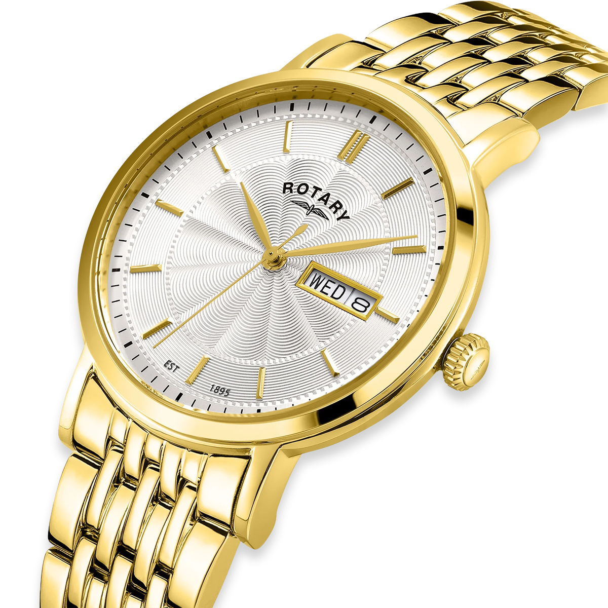 Rotary Heritage Watch, White Dial with Gold Plated Bracelet - GB05423/02