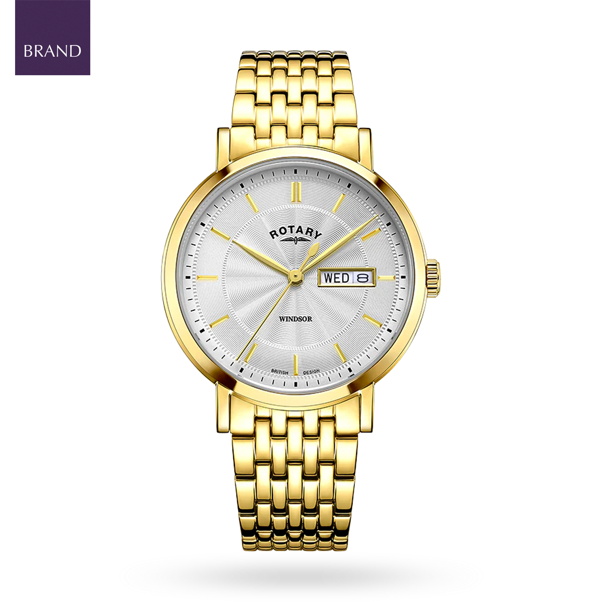 Rotary Heritage Watch, White Dial with Gold Plated Bracelet - GB05423/02