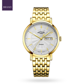 Rotary Heritage Watch, White Dial with Gold Plated Bracelet - GB05423/02