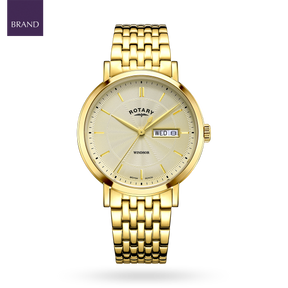 Rotary Windsor Watch, Champagne Dial with Gold Plated Bracelet - GB05423/03