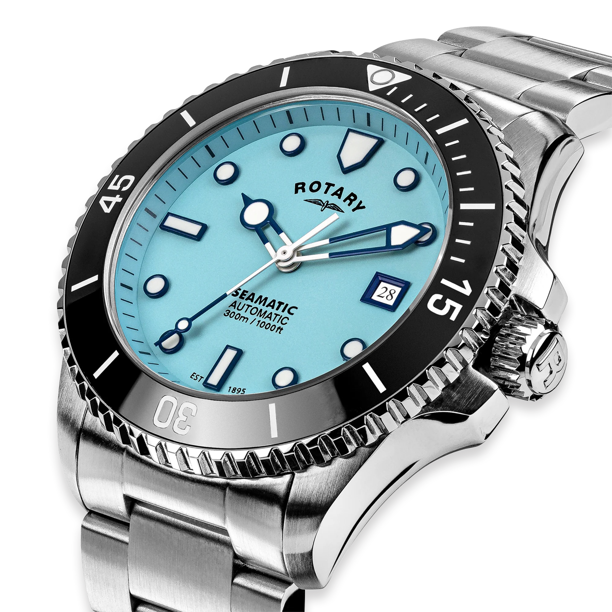 Rotary Seamatic 300 Automatic, Light Blue Dial with Stainless Steel Bracelet - GB05430/57