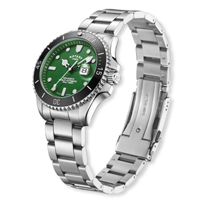 Rotary Henley Seamatic Automatic Diver, Green Dial with Stainless Steel Bracelet - GB05430/78