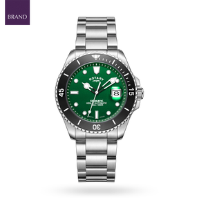 Rotary Henley Seamatic Automatic Diver, Green Dial with Stainless Steel Bracelet - GB05430/78