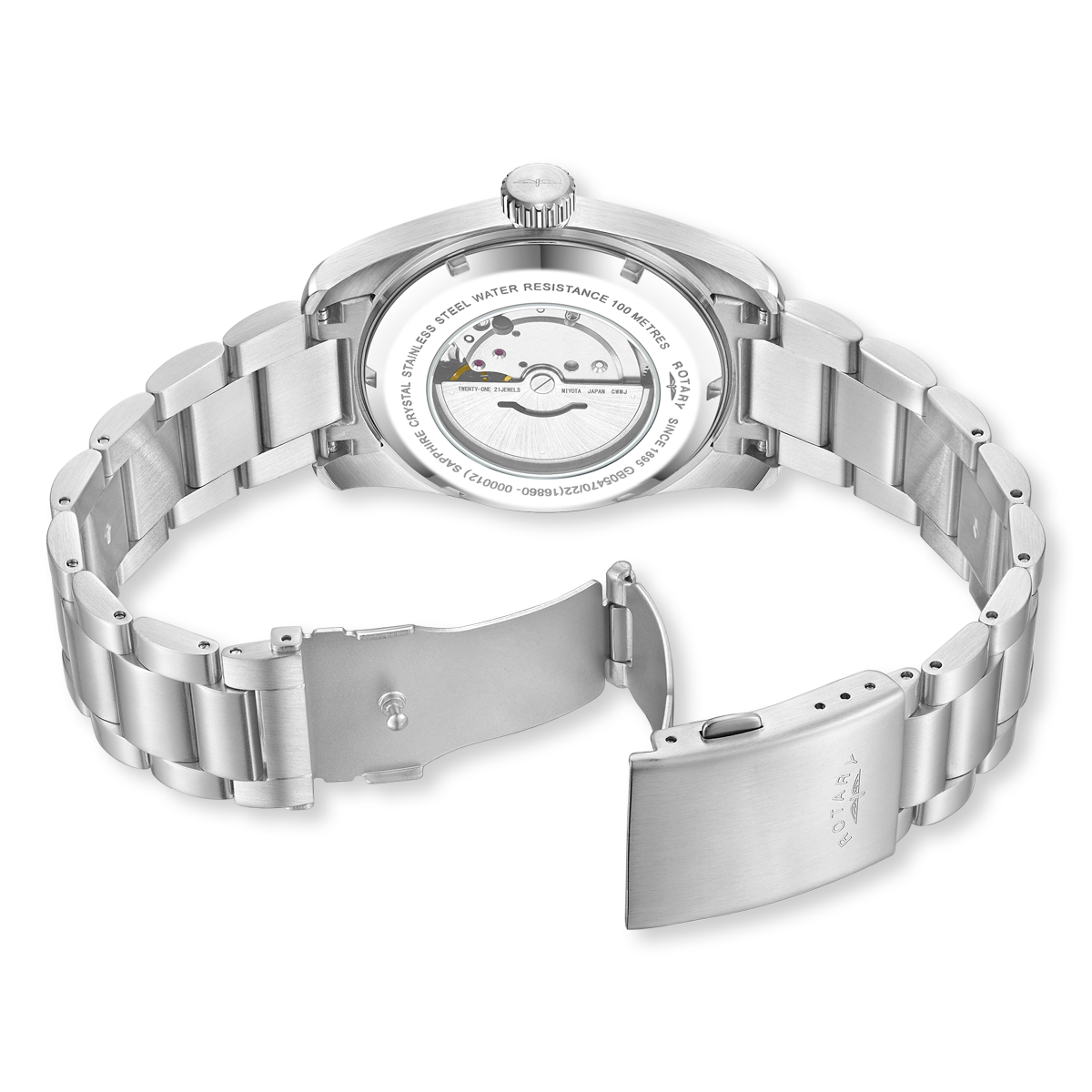 Rotary Sport Pilot Automatic, Silver Dial with Stainless Steel Bracelet - GB05470/22