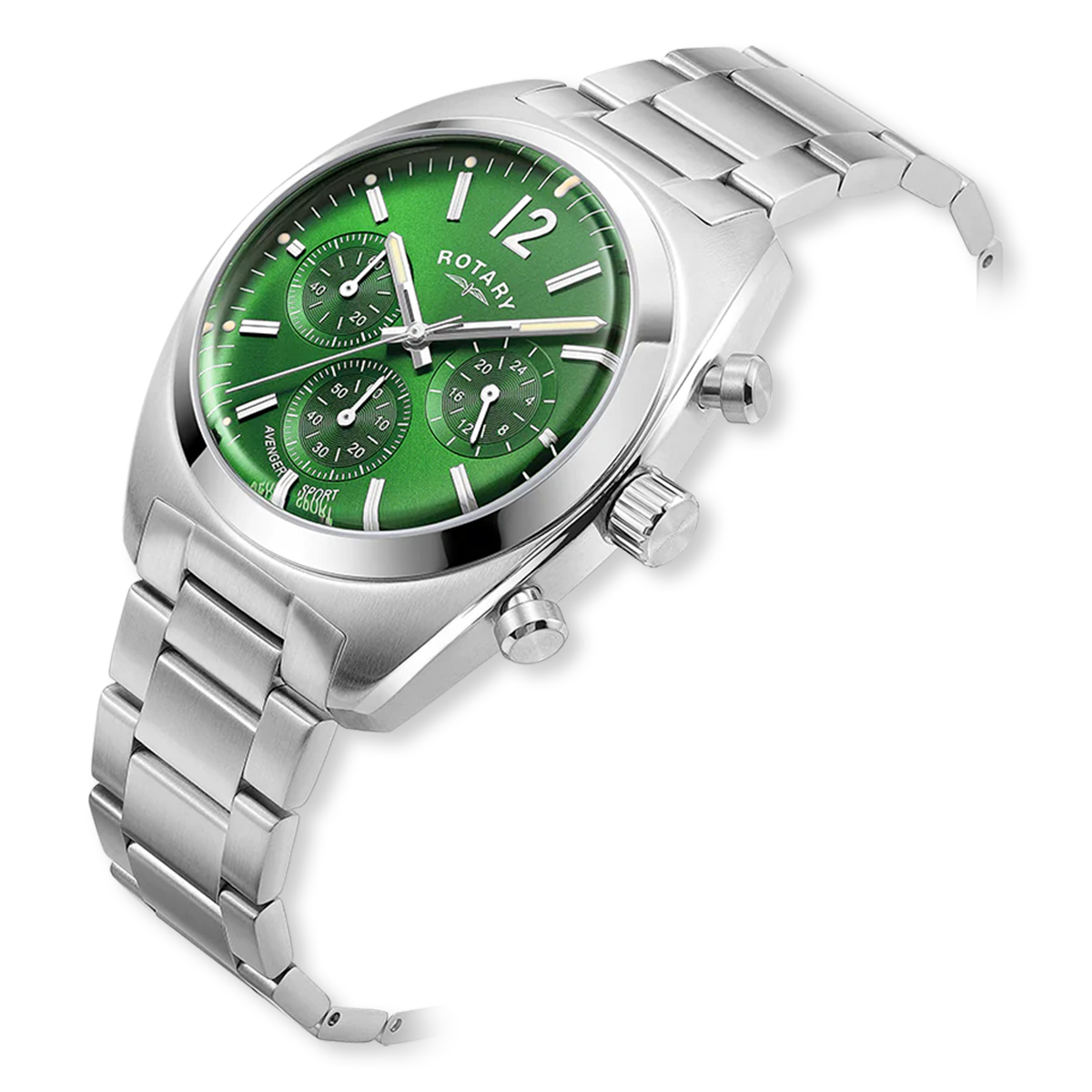 Rotary Avenger Sport Chronograph, Green Dial with Stainless Steel Bracelet - GB05485/24