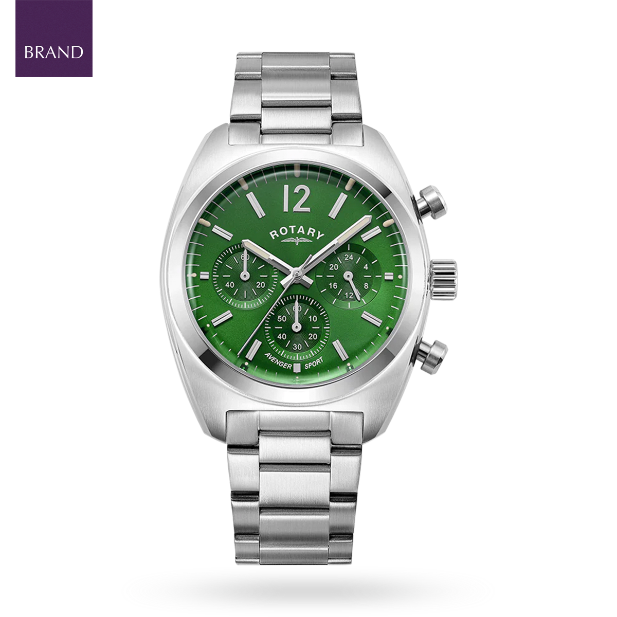 Rotary Avenger Sport Chronograph, Green Dial with Stainless Steel Bracelet - GB05485/24