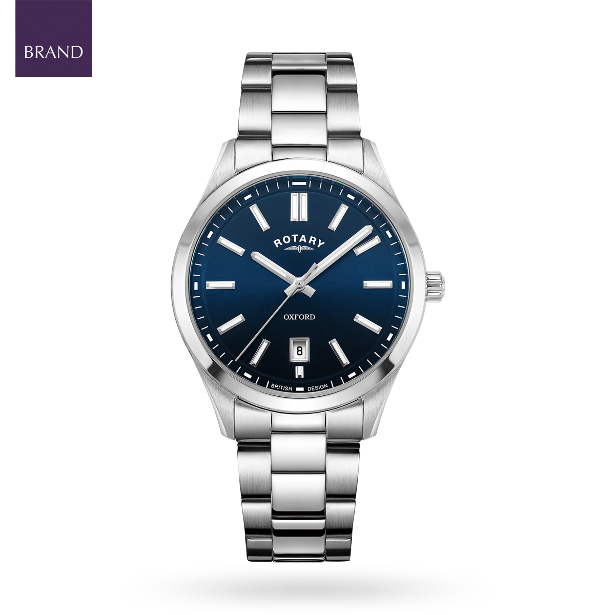 Rotary Oxford Watch, Blue Dial with Stainless Steel Bracelet - GB05520/05