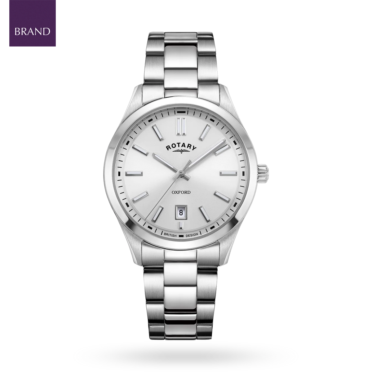 Rotary Oxford Watch, White Dial with Stainless Steel Bracelet - GB05520/06