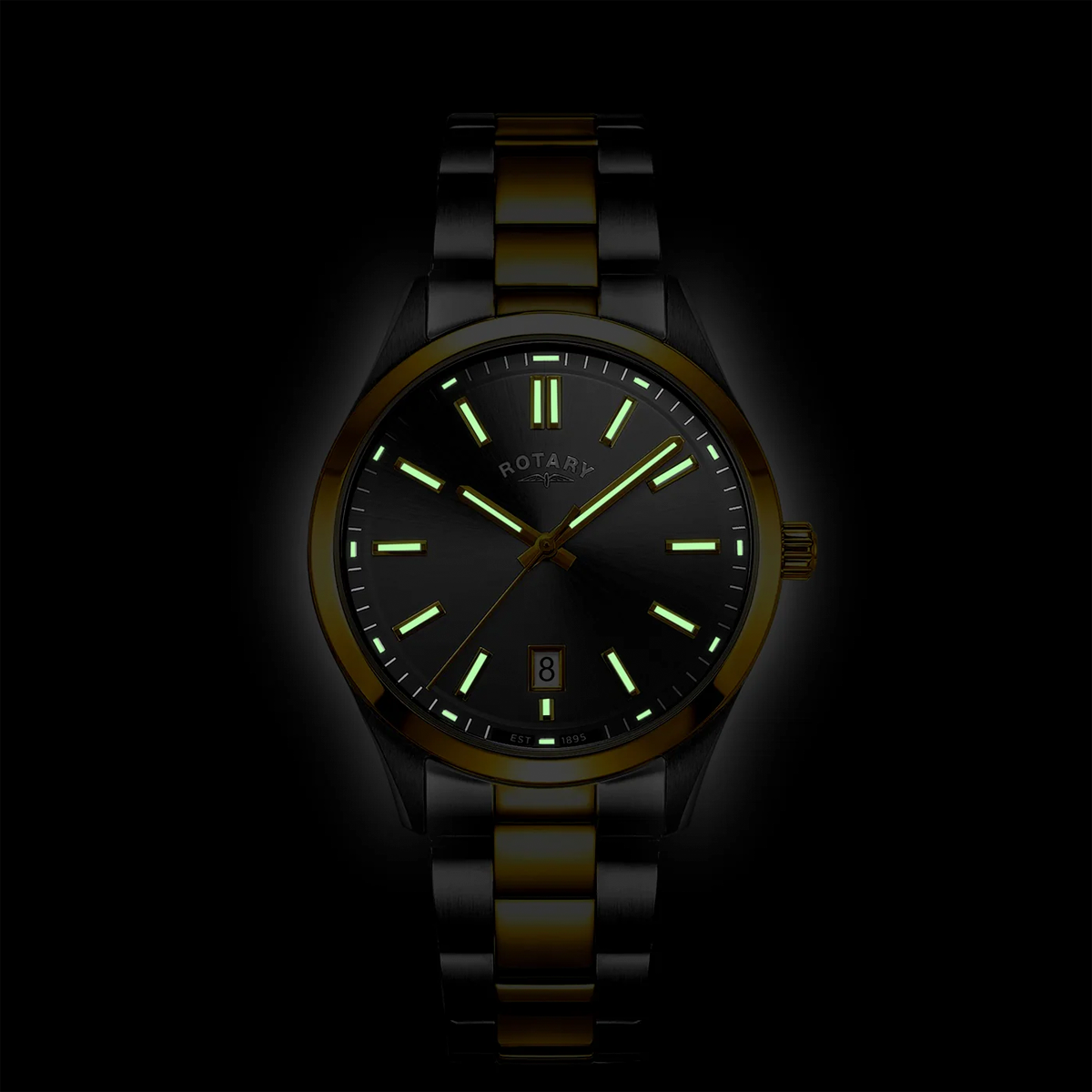 Heritage 2-Tone Watch, Black Dial with Stainless Steel Bracelet