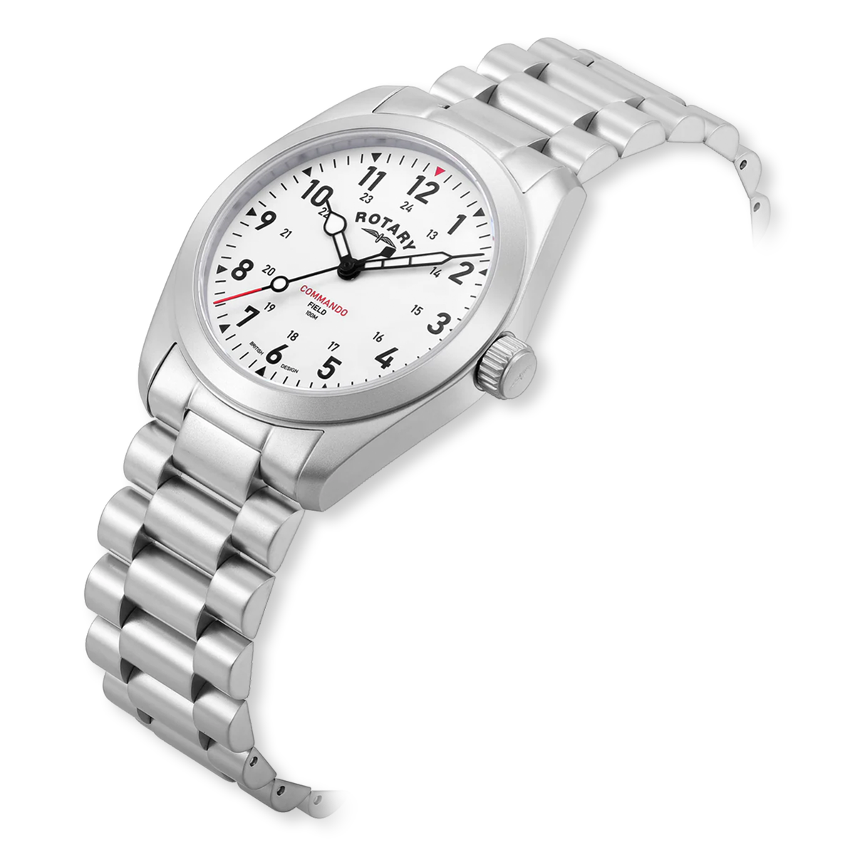 Rotary Commando RW 1895 Field, White Dial with Stainless Steel Bracelet - GB05535/18