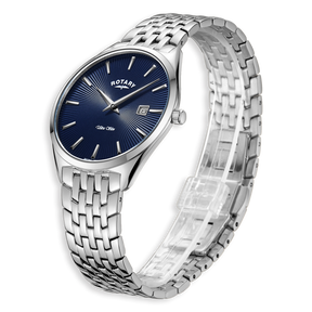 Rotary Ultra Slim Watch, Blue Dial with Stainless Steel Bracelet - GB08010/05