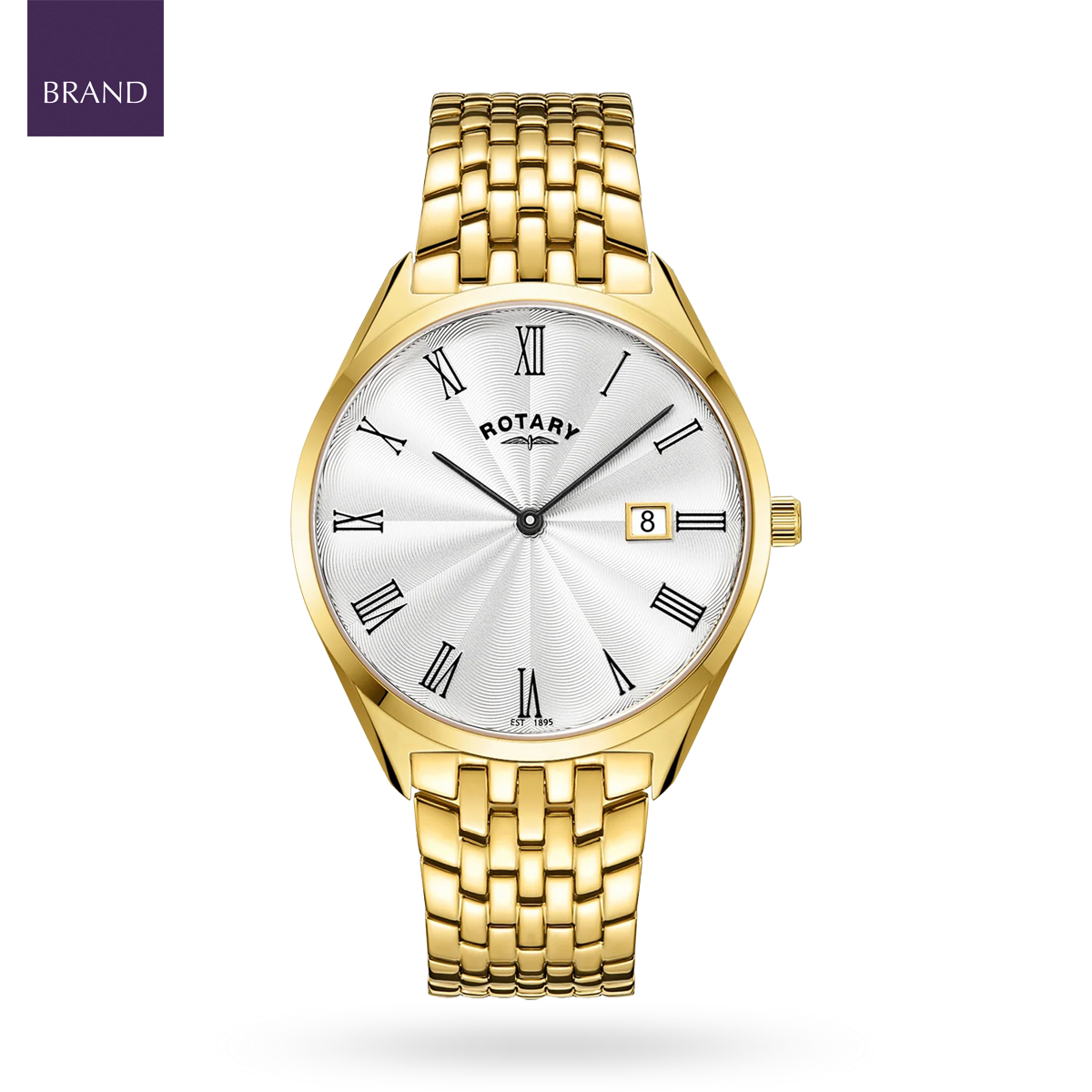 Rotary Ultra Slim Watch, Silver Dial with Gold Plated Bracelet - GB08013/01 