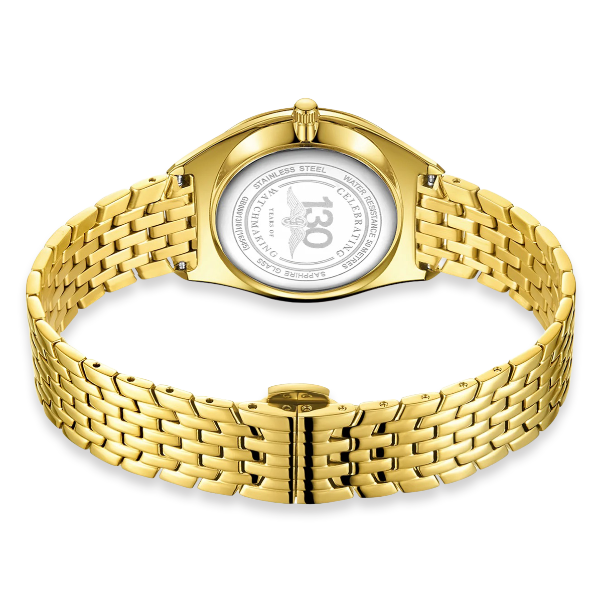 Rotary Ultra Slim Watch, Silver Dial with Gold Plated Bracelet - GB08013/01 