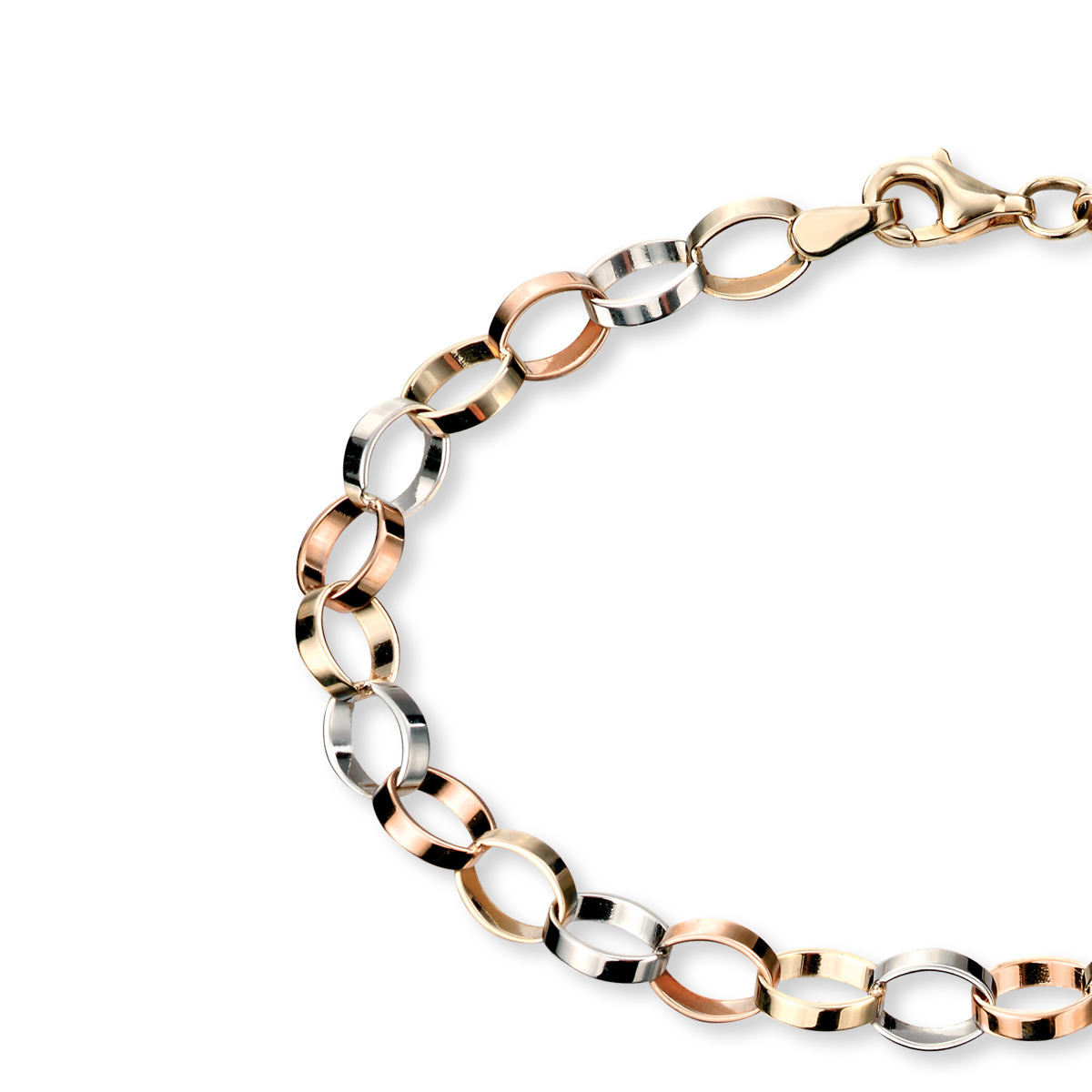 9ct Three Colour Gold Blecher Link Bracelet