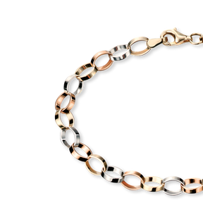 9ct Three Colour Gold Blecher Link Bracelet