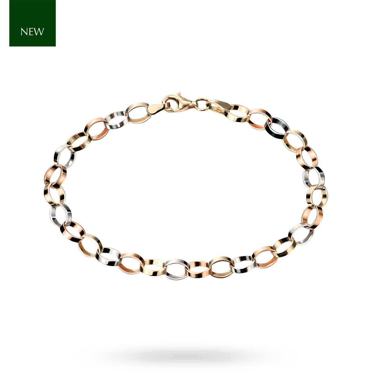 9ct Three Colour Gold Blecher Link Bracelet