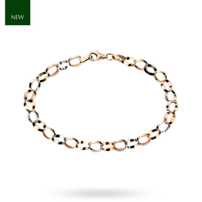 9ct Three Colour Gold Blecher Link Bracelet