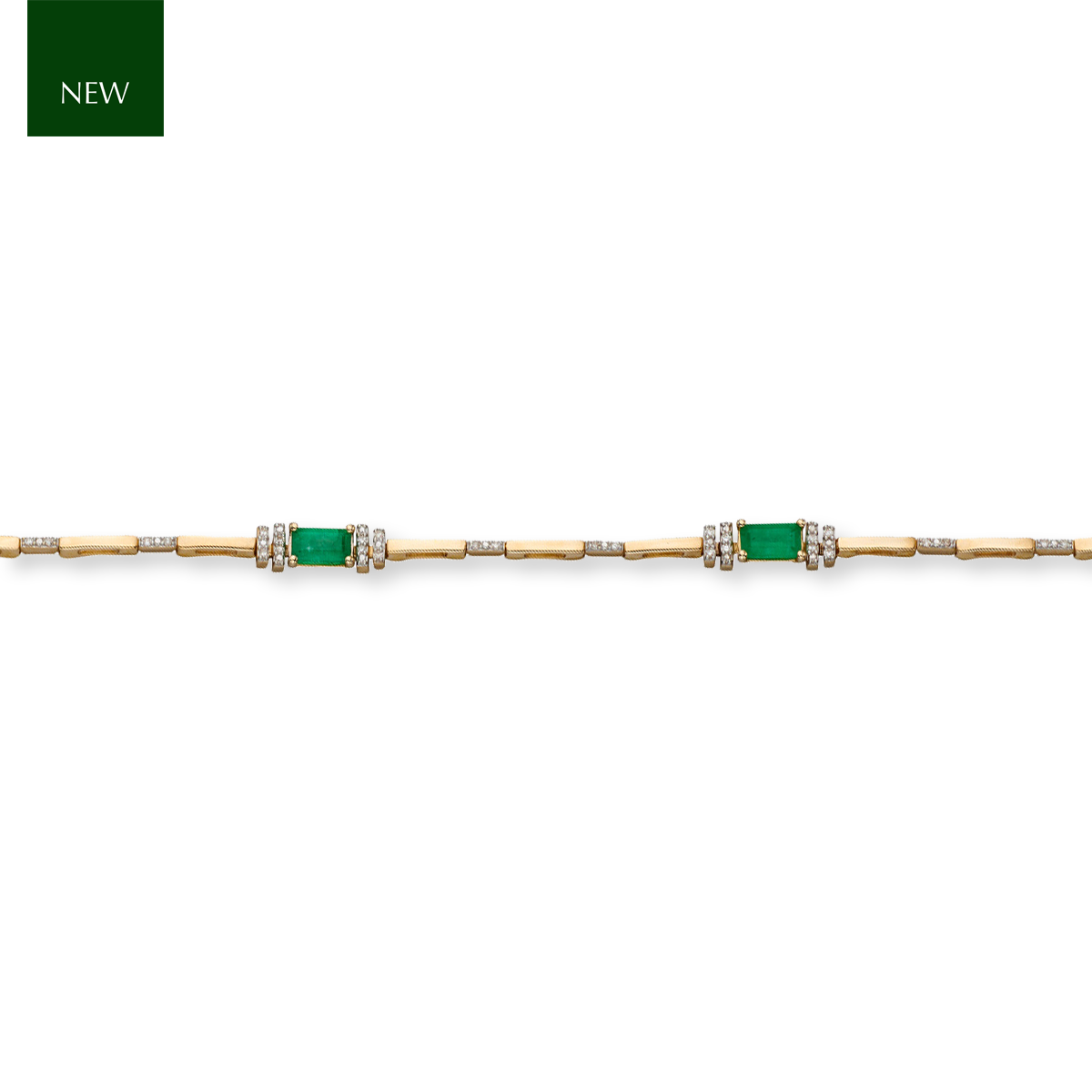 9ct Yellow Gold Emerald & Diamond Log Bracelet