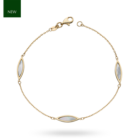 9ct Yellow Gold Navette Mother Of Pearl Bracelet